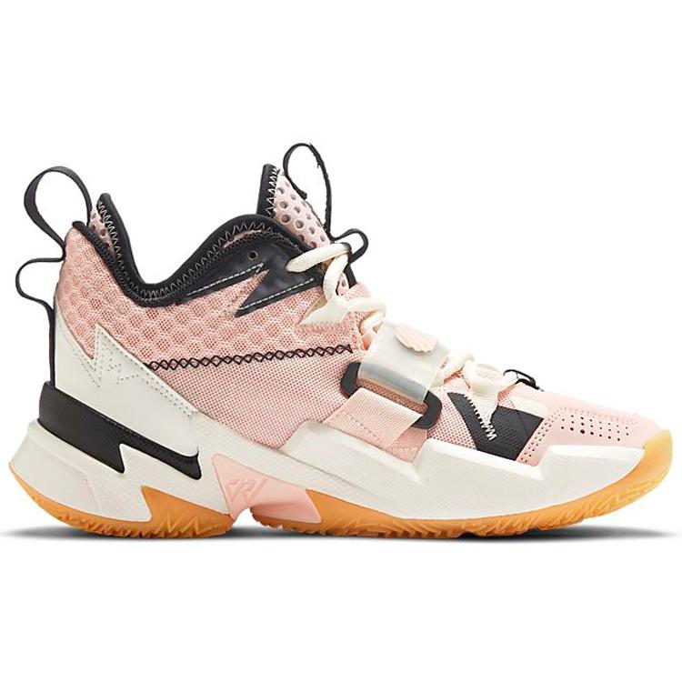 Jordan Why Not Zer0.3 Slip Resistant Cushioning Abrasion Resistant Mid Top Children's Basketball Shoes Coral Powder CD5804-600