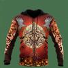 3D Tattoo Printed Sweatshirt Zipper with Hat Guard
