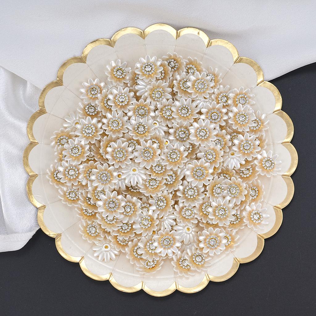 New 50pcs oversized gold background with diamond pearl flowers, DIY earrings, necklaces, headwear, jewelry making crafts