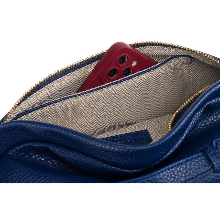 Granatowa sportowa nerka damska ze skóry ekologicznej saszetka na biodra lub na ramię crossbody Peterson