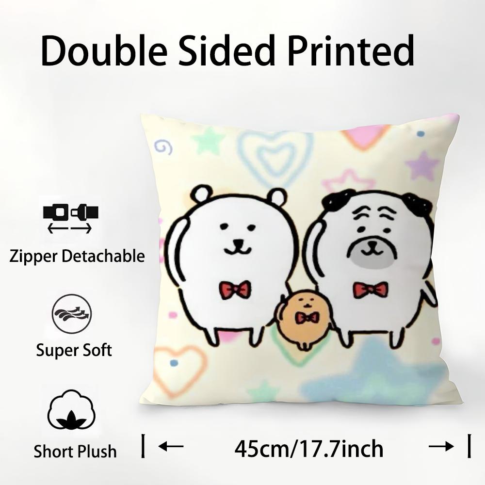 Cute J-Jokes Bear Pillow Case Plush Fabric Soft Double Sided Print Sofa Cushion Cover Throw Pillow Covers
