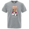 Strong Boxer Teddy Bear Never Give Up Print Funny T-Shirt Men Cotton Casual Short Sleeves Loose Oversize S-XXXL Tee Clothing