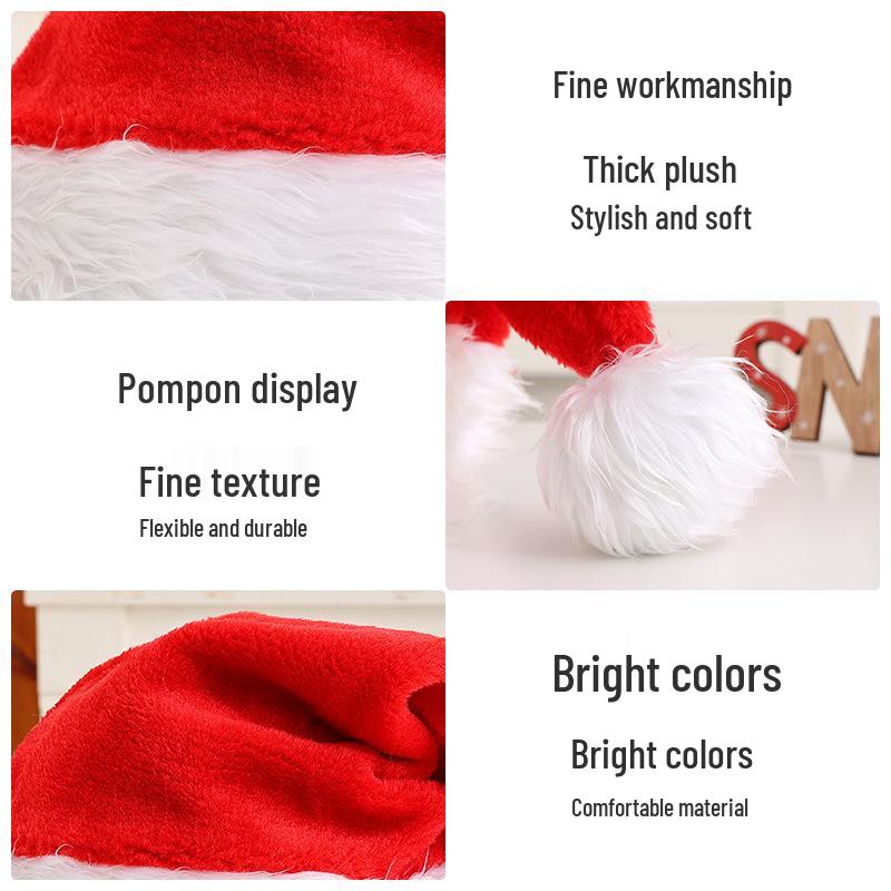 Adult All-Glow Christmas Hat with Lights - Plush Trim Holiday Party Decoration