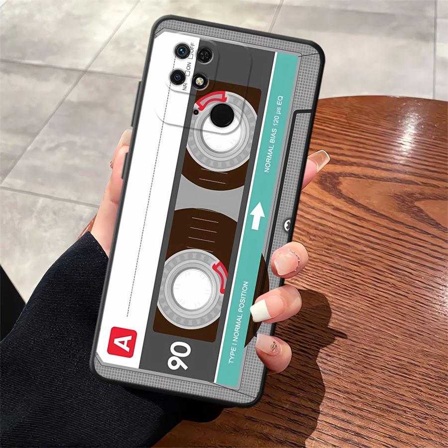 

Case for Xiaomi Redmi A3 9 12C 14C A4 13C A1 A2 Plus K40 K80 Pro 10 A5 Black Soft Phone Cover Retro Cassette Tape Redmi A1+