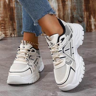 Fashion Rimocy Breathable Chunky Sneakers Women Non Slip Platform Sports Shoes Woman Spring Autumn Fashion Thick Sole Sneakers Plus Size
