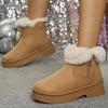 Fashion Platform Snow Boots Women Winter Warm Fashion Short Botas Short Plush Thick Heeled Solid Suede Side Zipper Cotton Botines Female