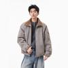 Mens Faux Rabbit Fur PU Padded Jacket Loose Fit Warm Winter Work Coat Couples