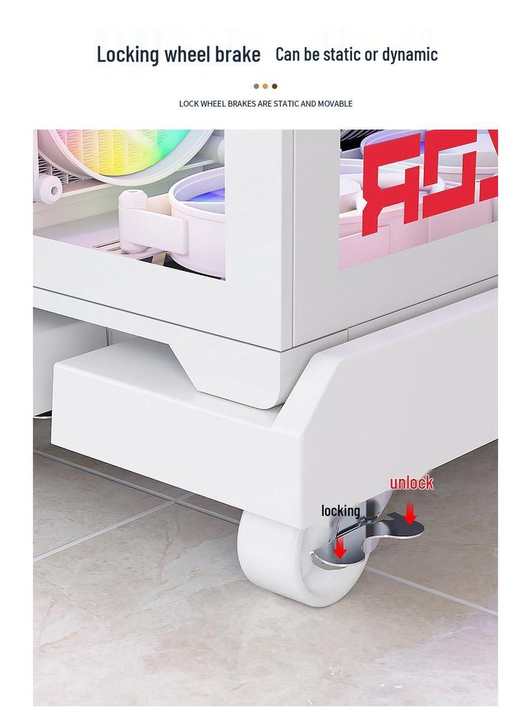 Adjustable Desktop PC Stand with Wheels and Cooling