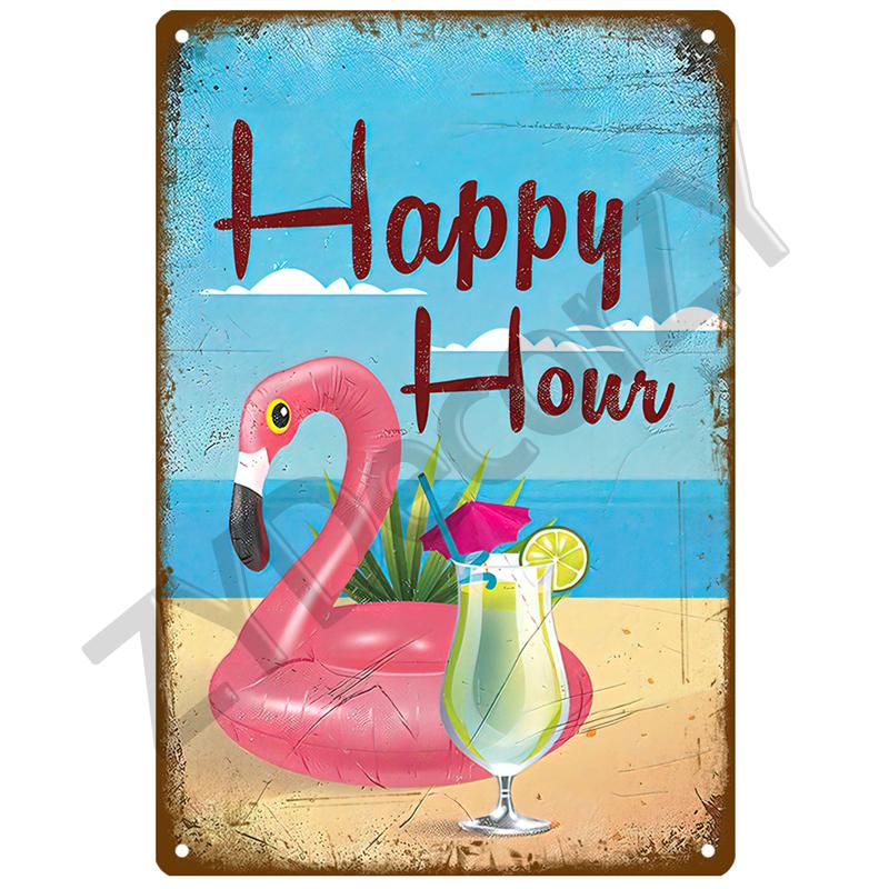 Hawaii Beach Tin Sign Poster Vintage Wall Poster Metal Sign Decorative Wall Plate Kitchen Plaque Metal Vintage Decor Accessories