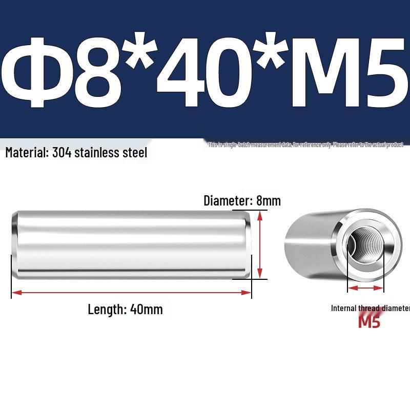 Pin Cilindric din Oțel Inoxidabil 304 cu Filet Interior M4/M6/M8 și Orificiu - Coloană de Suport și Ghidare