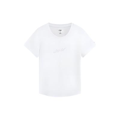Li Ning Fitness Series Casual Solid Color Letter Quick-Dry Cool Short Sleeve T-Shirt Women Tops White ATSS406-8