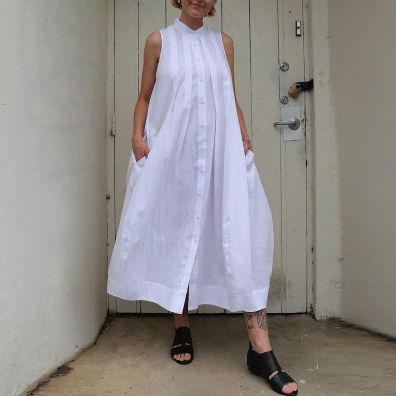 Buy ZANZEA Womens Summer Sleeveless Loose A Line Long Dress at