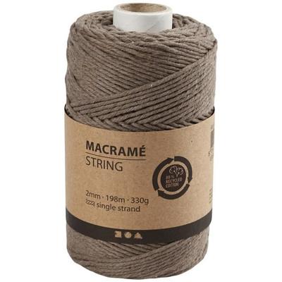 Cord for Macramé - Light Brown - 2 Mm X 198 M - Cotton - Breaking Load 546 Kg - Braided