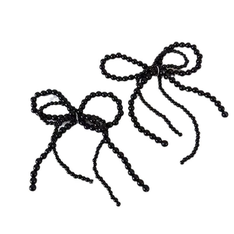 Bow Tassel Pearl Earrings - Elegant Shoelace Design for Women