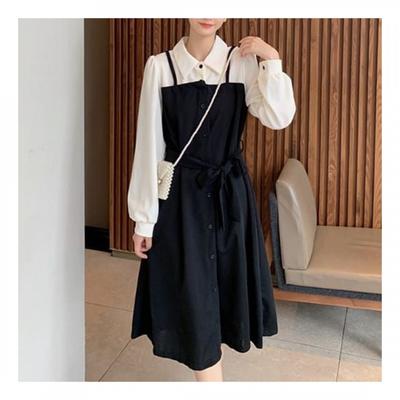 Navava Retro Long Sleeve Two In One Collar Dress No726