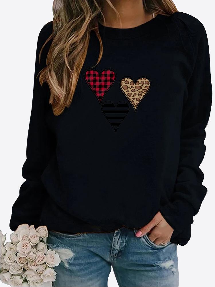 Winter Damen LOVE bedruckte Tops T-Shirt Damen Rundhals Langarm Casual Sweatshirt Plus Size Bluse Plüschpullover