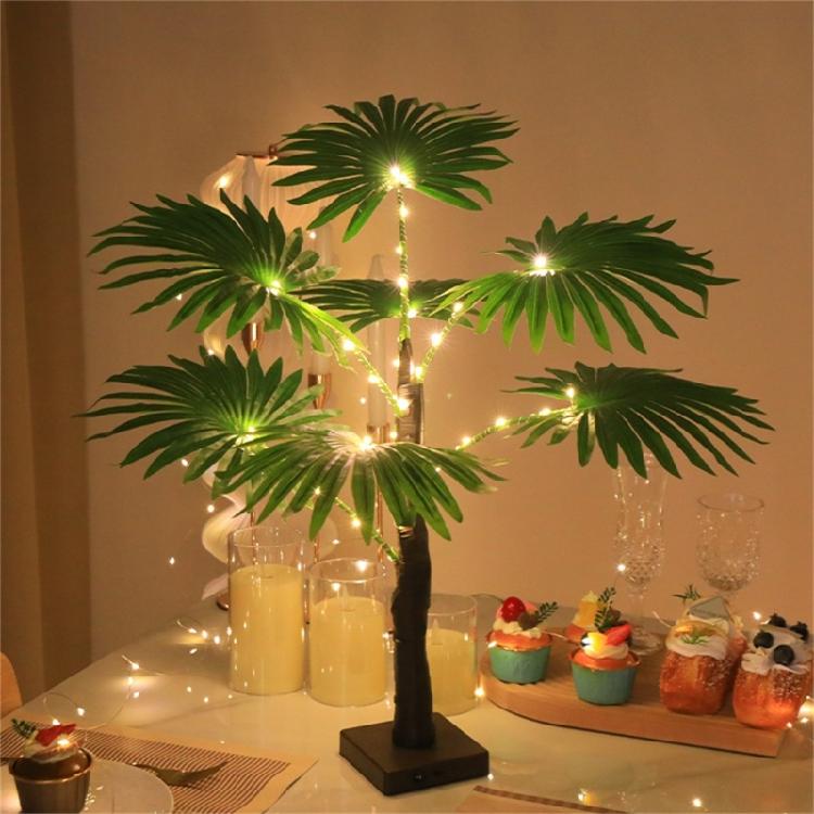 Realistic Glowing Plastic Palms Tree With LED Bulbs Great Decorative Table Lamp For Nighttimes Event