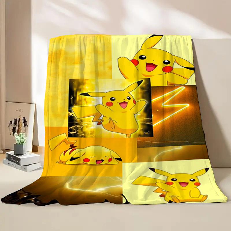Anime Pokemon Flannel Fluffy Soft Blanket Pikachu Home Sofa Lunch Break,Throw Blanket For Kids Student Bed Blanket Nap Cover
