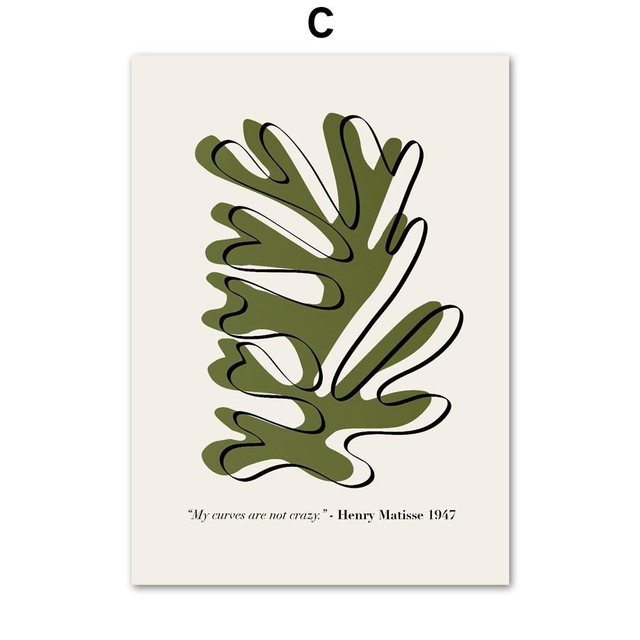 Minimalism Abstract Woman Posters Wall Art Canvas Painting For Living Room Home Decor Matisse Green Leaf Flower Modern