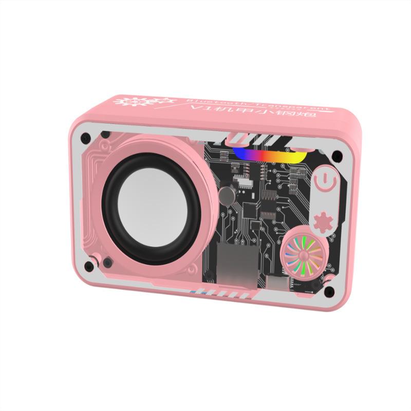 Mini Portable Bluetooth Speaker Wireless Transparent Bluetooth Soundbar Subwoofer with Colorful Light TF Card MP3 Music Player