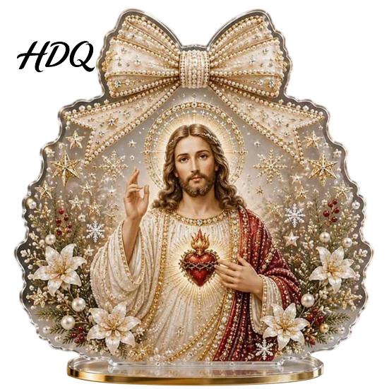Christmas Party Supplies for Home Faux Diamond Painting Tabletop Ornaments Beginner-Friendly DIY Acrylic Rhinestone Art Gift Friends Craft
