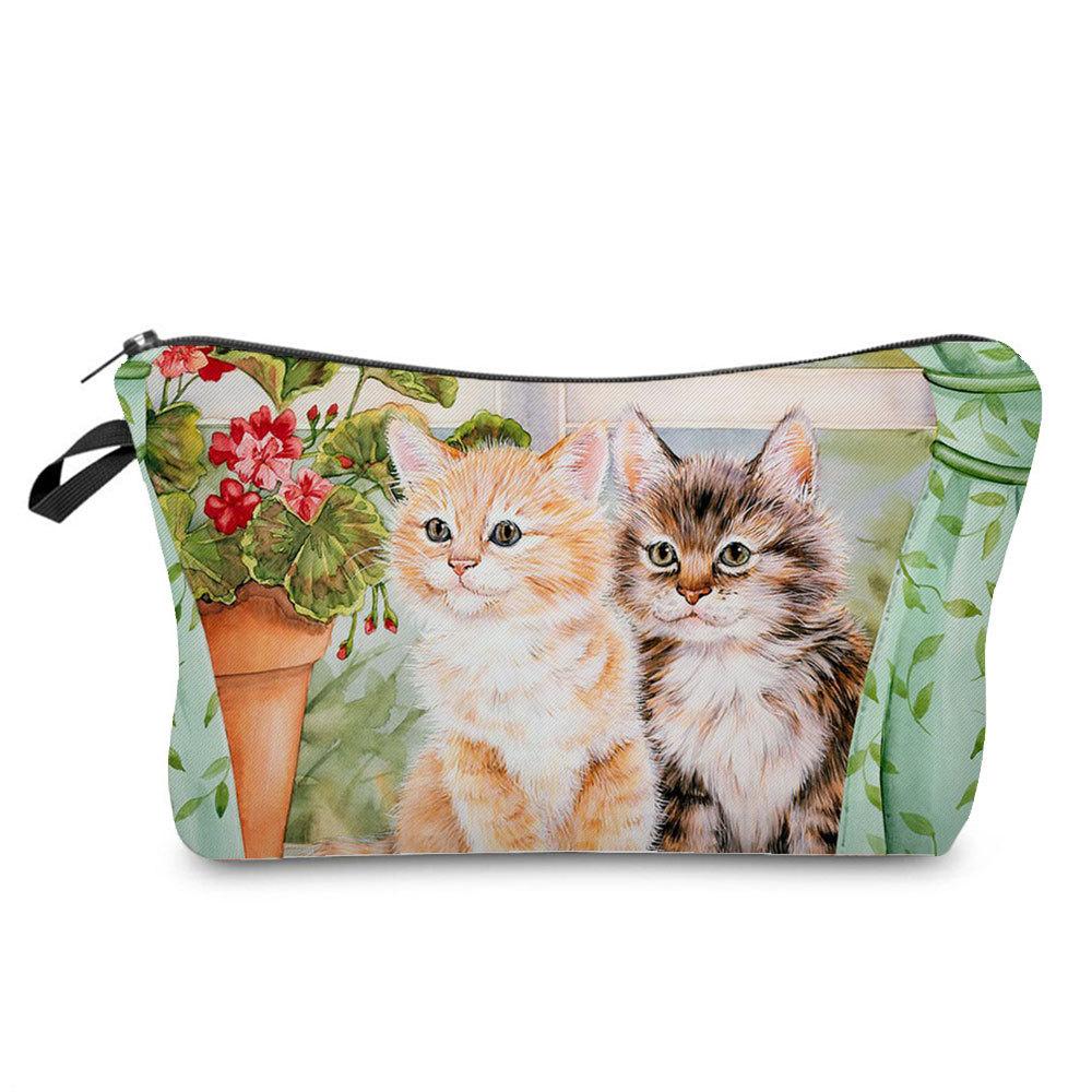 Women Cat Print Cosmetic Bag Toiletries Organize Travel Storage Case  6429