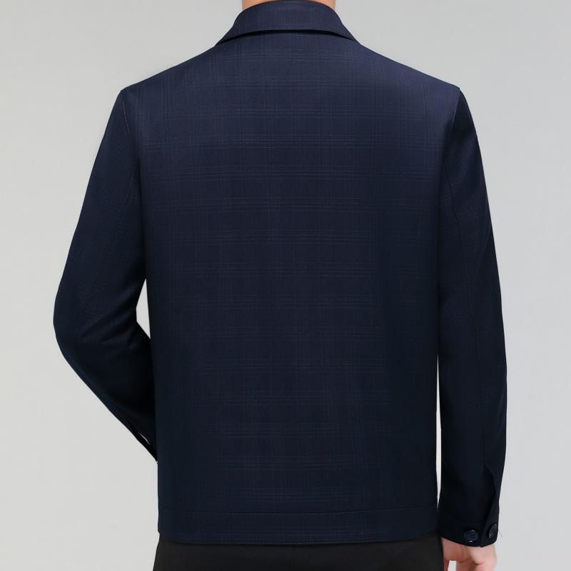Men's Autumn Plaid Wool Jacket - Middle-Aged Dad's Business Casual Coat
