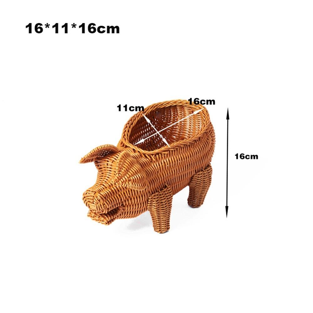 Retro Woven Animal Style Storage Rattan Woven Tea Tray  Restaurant Serving Tabletop Display