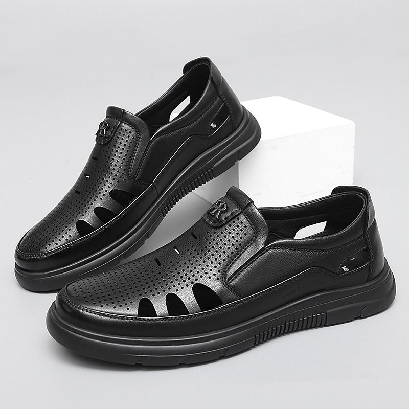 Sommer Neue Dicke Sohle Business Sandalen Outdoor Weiche Sohle Atmungsaktive Schuhe Mode Hochwertige Echtes Leder Sandalen für Herren