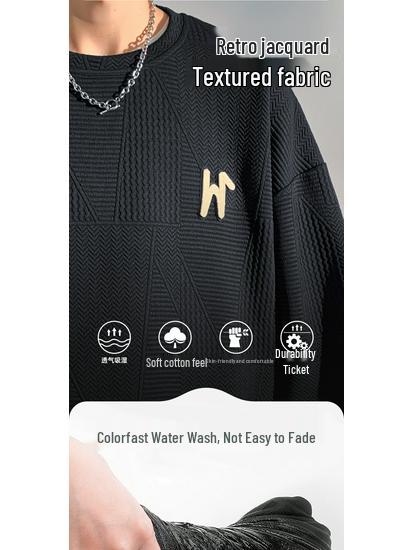 Herren Herbst Amerikanischer Stil Rundhals Fleecegefüttert Übergroß Hoodie: Modische Plus-Size Jacke im lockeren Schnitt