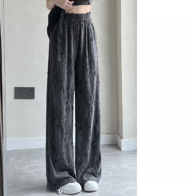 Wide Leg Pants Women's Summer Thin Design High Waist Loose Drape Casual Straight Pants