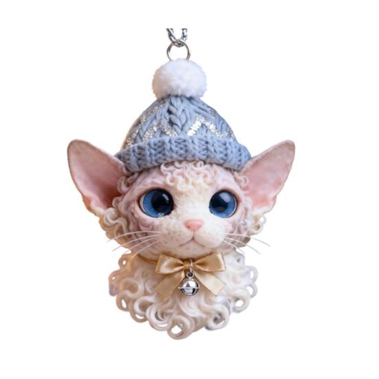 Winter Acrylic Cat Hanging Decoration Christmas Tree Knitted Hat Kitten Dog Rabbit Hedgehog Hanging Ornament Animal Pendant