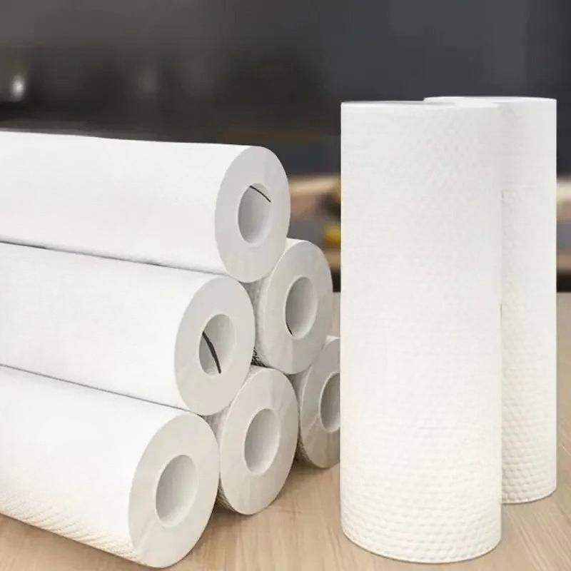 Washable Kitchen Paper Towels, 25×25CM Dual-Use Dry & Wet Cleaning Cloth, Disposable Dishwashing Wipes for Household Cleaning