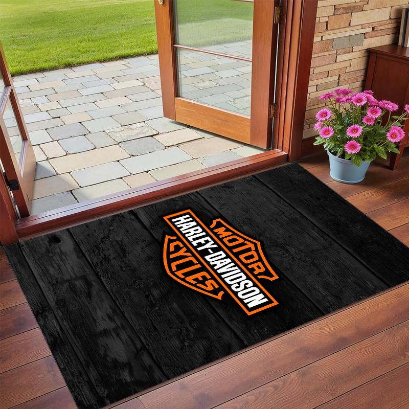 Harley-Davidson Print Crystal Velvet Plush Rug Anti?Slip Wear?Resistant Floor Carpet For Indoor Household Home Decoration