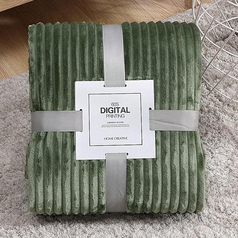 1PC Winter Home Thick Blanket Wide Striped Super Warm Small Sofa Bedding Blanket Flannel Throw Rug