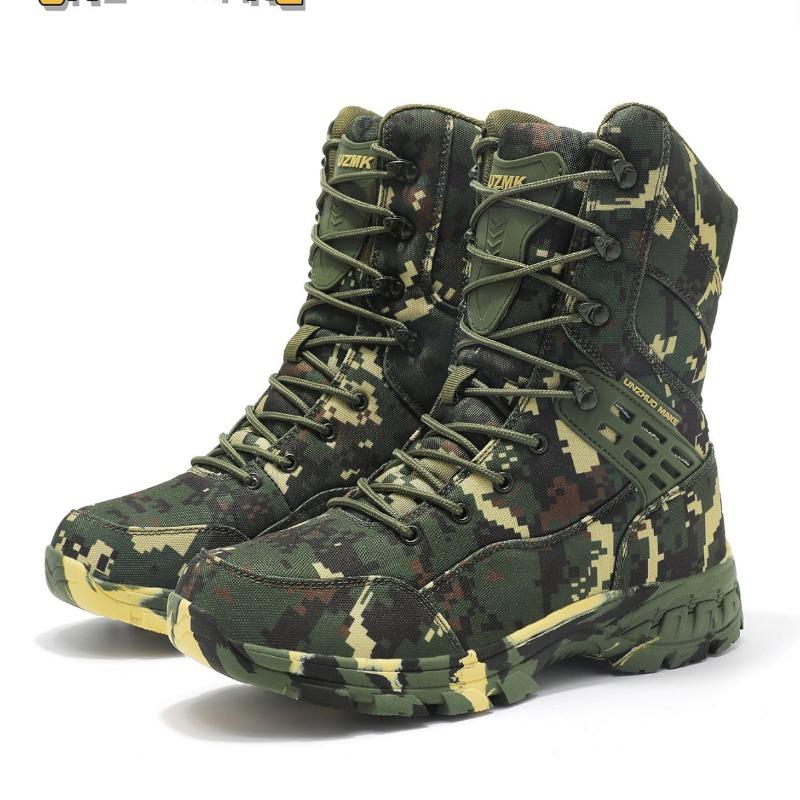 Nieuwe jungle jachtlaarzen gevechtslaarzen militaire laarzen heren hoge top camouflage woestijnlaarzen buitenleerling