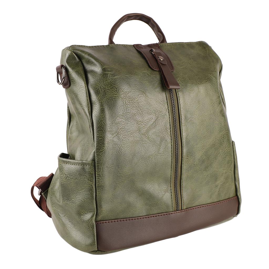 Women Travel Backpack Anti Theft PU Leather Backpack Women Casual Daypacks Travel Hiking Backpack Green