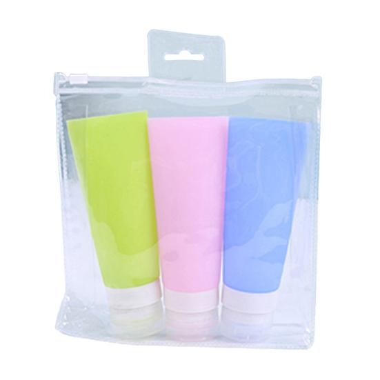 3Pcs 38/60/80ml Travel Silicone Lotion Shampoo Shower Gel Cosmetics Empty Bottle