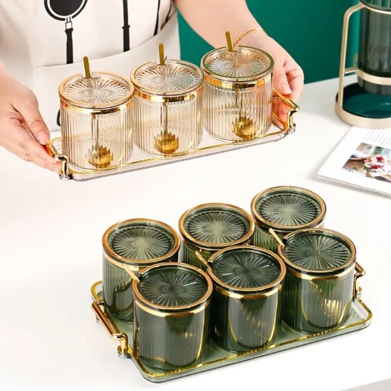 Container Kitchen Seasoning Jar With Spoon Household Kitchen Exquisite Seasoning Bottle Storage container Jar