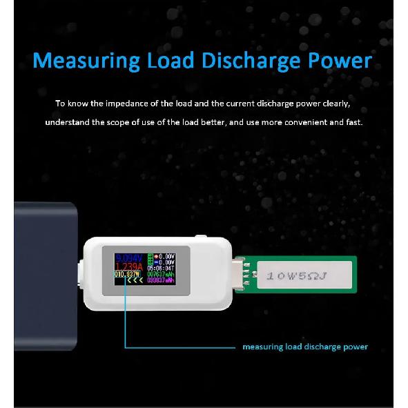 Type-C USB Tester 4-Digit Color Monitor 4-30V Volt Meter Current Power Detector Compatible w/ QC2.0/3.0/PD/Samsung Fast Charging