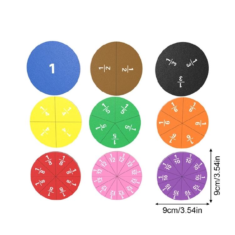 Practical Magnetic Fraction Tiles Pieces Set for Group Math Learning and Fraction Illustration in School Environments