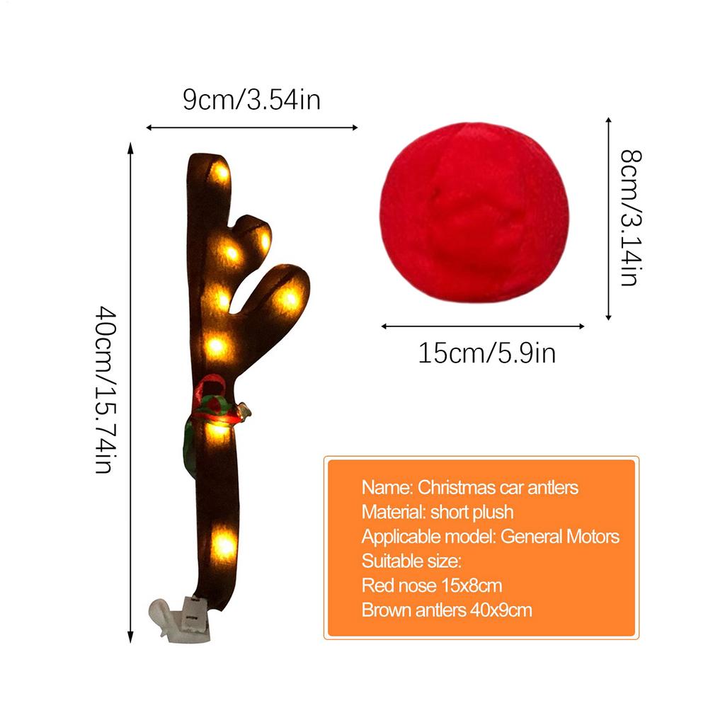 LED Leuchtendes Geweih Autodekoration Weihnachten Rentiergeweih Mit Roter Nase Schwanz Für Automobil SUV Außenfenster Dach