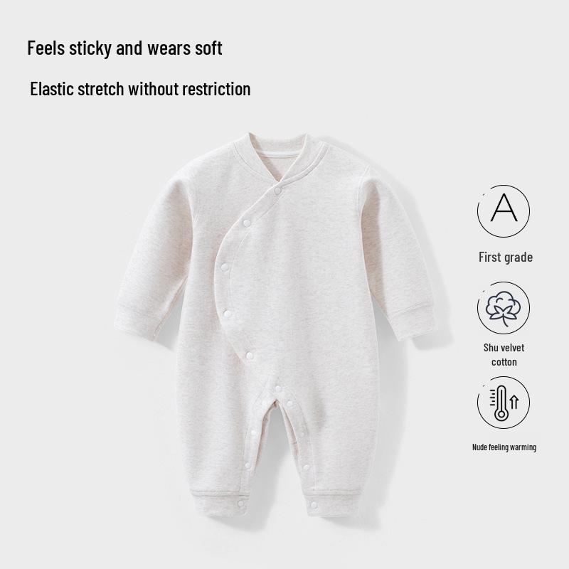 Infant Pure Cotton Velvet Onesie - Warm Autumn/Spring Pajamas for Boys & Girls