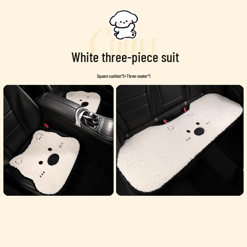 West Highland Cartoon Puppy Plush Car Seat Cushion - Winter Warmth Universal Cover
