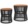 VidaXL Tables d'Appoint de Jardin Dessus en Bois 2 pcs, Tables Basses, Meubles de Terrasse Patio Extérieur, Moderne, Noir 366291