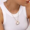 Youthway Delicate Retro  Gold Plated Stainless Steel Texture Love Heart Imitation Pearl Pendant Necklace Women Jewelry Party