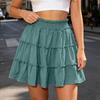 Women's High Waist Skirt with Built-in Shorts Color Ruffle Hem Casual Summer Skirt