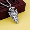 European Viking Titanium Steel Rune Necklace with Stainless Steel Spearhead and Compass Pendant