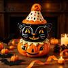 Herbstliche Heimdekoration Halloween Schwarze Katze Kürbis Figur, Süß Gruselig auf Schreibtisch Dekoration Harz Statue für Party Regal Kamin Tischplatte Souvenir