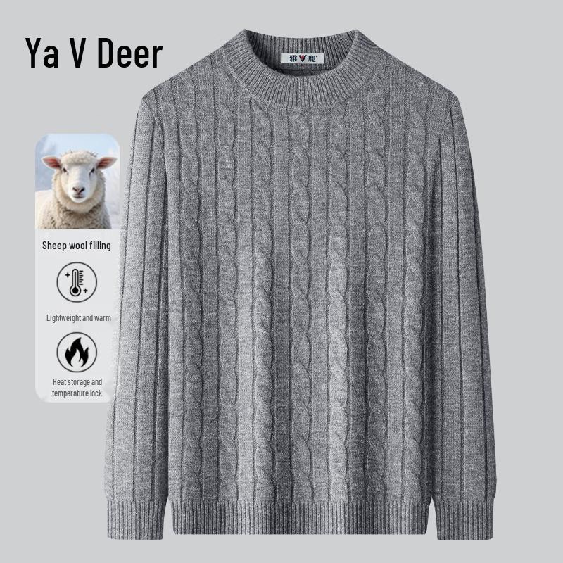 Yalu Men's Wool Blend Round Neck Knit Sweater